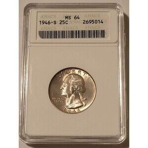 1946 S Washington Quarter MS64 ANACS Light Patina